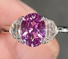 5.00 Ct Certified Oval Natural Purplish Pink Diamond Ring VVS1 White Gold Finish