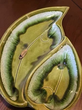 Santa Anita Ware R-17 Leaf Serving Dish Chip & Dip Home Decor  13.5" MCM green