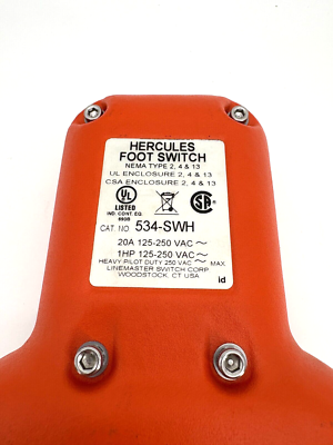 maーーーs New Linemaster 534-SWH Hercules Foot Switch 125-250VAC 20A