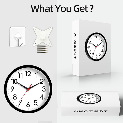 Wall Clock Modern Small Wall Clocks Battery Operated Silent Non Ticking Analog - Picture 6 of 12