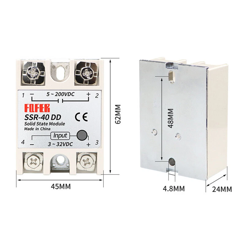 DC-DC Single Phase Solid State Relay Module SSR 10DD-100DD 3~32V DC, 5~200V DC - Image 2 of 4