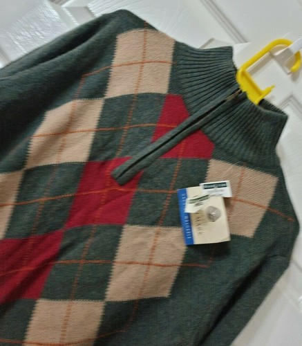 Jersey WoolOvers Lana de Cordero Argyle Cremallera Cuello Tweed Verde Talla S Golf Tejido Suéter - Imagen 3 de 9