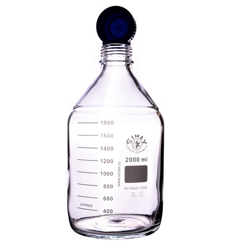 SIMAX GLASS REAGENT BOTTLE GL45 WITH POURING CAP & RING 2000ML LABORATORY BOTTLE - Picture 3 of 3