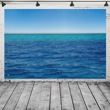 Sky Ocean Backdrop Blue Sky Sea Wave Natural Scenery Background Children Baby...