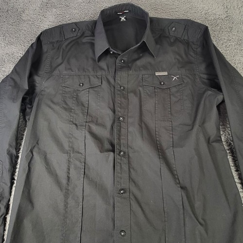 Artful Dodger Shirt Mens 2XL Black Button Up Embroidered Long Sleeve Casual Y2K - Picture 3 of 12