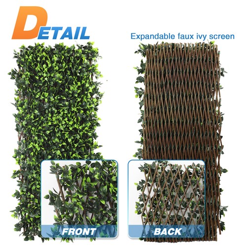 Expandable Artificial Faux Rose Leaf Privacy Fence Screen Yard Plant Decor - Picture 4 of 6