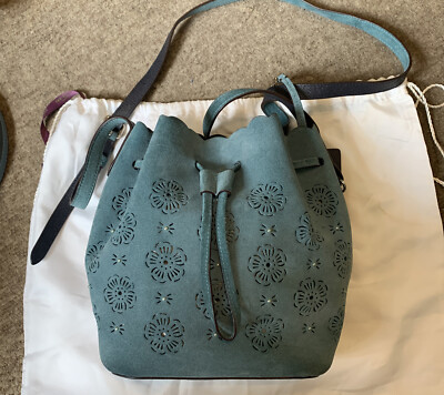 NEU echt Coach Wildleder & Leder kleine blaue Bucket Bag