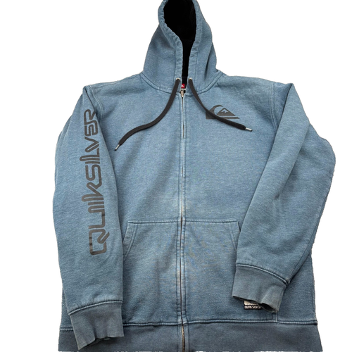 Quiksilver Hoodie Men's Large Blue Fleece Lined Full Sleeve Hit - Picture 1 of 10
