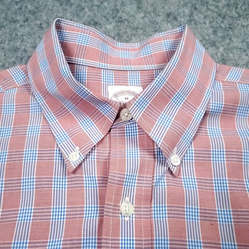 Brooks Brothers Hemd Herren Medium rot blau kariert bügelfrei Designer Klassiker Retro - Bild 4 von 11