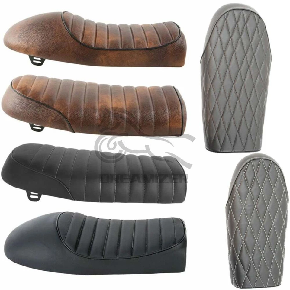 Asiento plano de corredor de café para motocicleta Brat & Hump sillín para Honda Suzuki Yamaha Harley Foto 2 de 4
