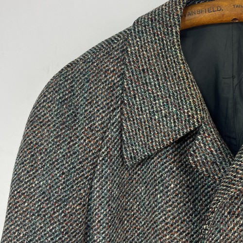 Dunn & Co Crombie Tweed Overcoat Mens 42 Flecked Wool Long Over Coat Trench Mac - Picture 8 of 17
