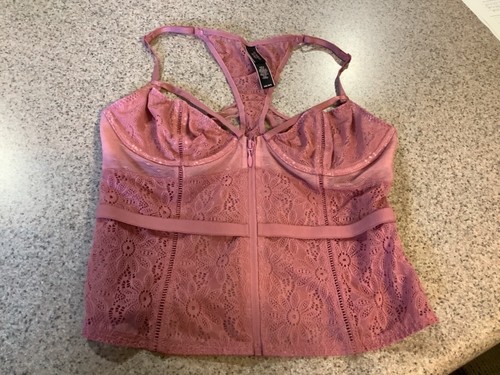 Victoria’s Secret Mauve Lace Bustier Bodice Zip front Corset 34C R $88.00 NWOT - Picture 1 of 6