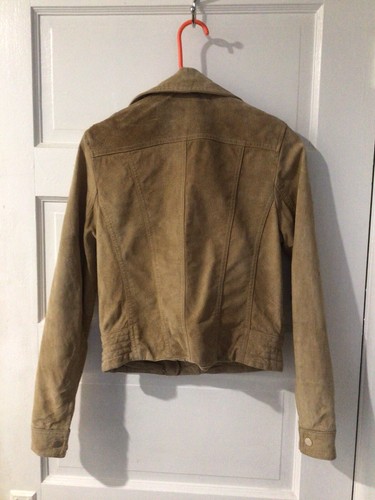 EXPRESS TAN SUEDE MOTO WOMENS JACKET BLAZER XS **FREE SHIPPING** - Picture 2 of 10