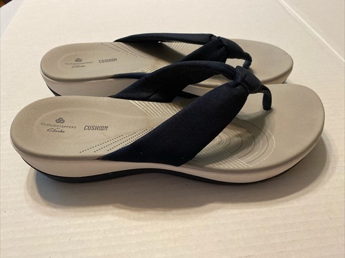 Clarks Cloudsteppers Cushion Soft Flip Flop Thong Sandals Navy Blue Misses 11 - Picture 6 of 12