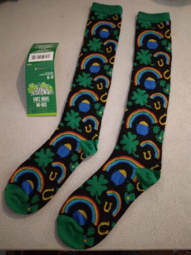 St. Patrick's Rainbow Pot of Gold Shamrock Knee High socks 273128 - Picture 1 of 2