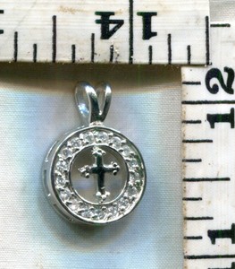 VINTAGE-STERLING-BRACELET-CHARM-A-RHINESTONE-CROSS-WITH-PENDANT-BAIL-12-99