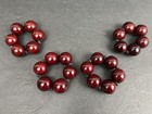 Set of 4 Vtg Napkin Rings Large Beaded Maroon Burgundy Christmas Thanksgiving
