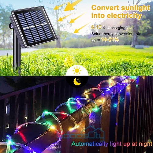 39ft Cadena De Luces Solares 100 LED Tira Luz Solar String Light Jardin Navidad - Picture 7 of 24