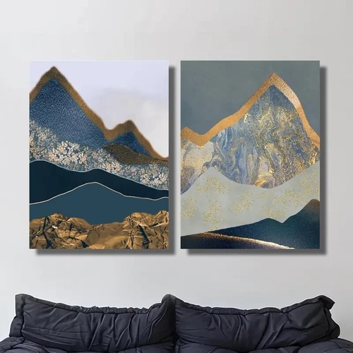 2pcs Luxury Abstract Mountain Wall Art Canvas Unframed - Picture 2 of 6