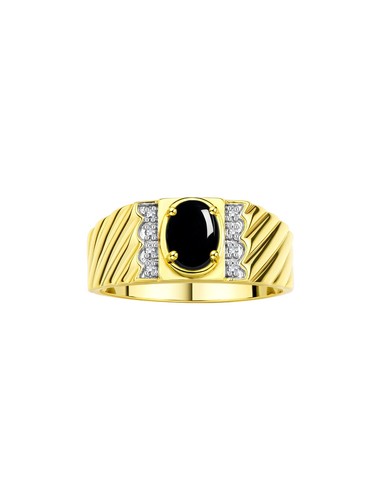 Anillo de diamantes y piedras preciosas de 8X6 mm RYLOS para hombre en plata chapada en oro amarillo, tallas 8- - Imagen 14 de 33