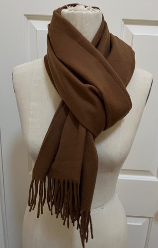 Nuevo Donna Karan Grande 16" x 68" 100% Cachemira Bufanda Detalle Flecos Camel $395 - Imagen 3 de 6