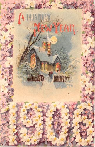 1906 Hold to Light Large Number Happy New Year Church post card - Picture 1 of 2