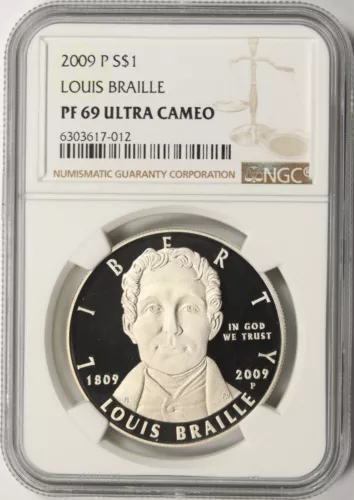 2009-P Louis Braille $1 Commemorative Dollar NGC PF69UCAM