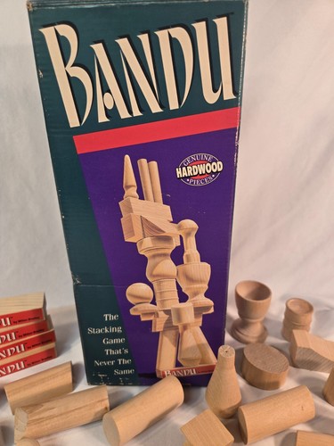 Bandu Stacking Game Milton Bradley 1991 Incomplete Genuine Hardwood; No Beans - Picture 2 of 7