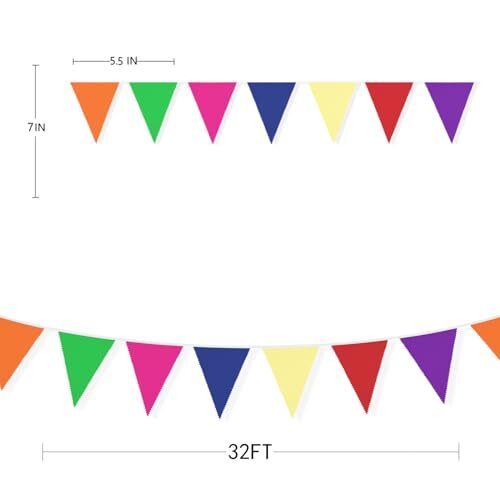 32 Fuß buntes Banner Dreieck Wimpel Flagge mehrfarbig Stoff Wimpel Regenbogen - Bild 6 von 8