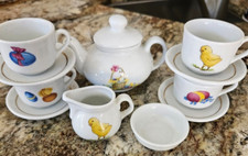 Vintage Roehler Puppen-Porzellan EASTER Child Tea Set for 4 Germany DELIGHTFUL