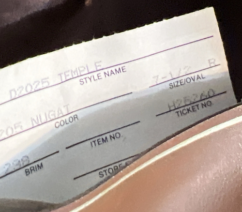 JB Stetson Co Hat The Stetsonian Royal De Luxe Temple Indiana Jones 7 1/2 Brown - Picture 5 of 13