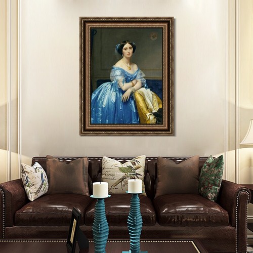 Framed Canvas Print Portrait Of The Princess Albert De Broglie,1853 by Ingres - Picture 3 of 16