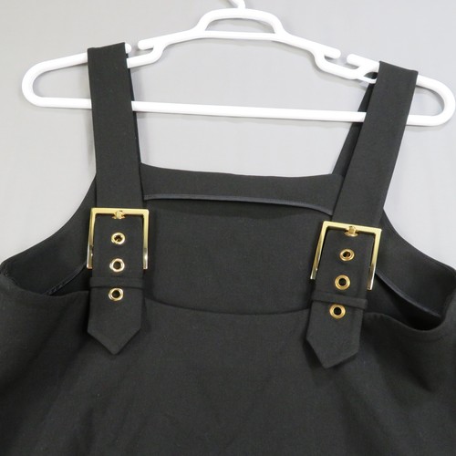 RACHEL ZOE SZ 12 BLACK GOLD BUCKLE CRISS CROSS BACK STRAP TANK TOP, NWT - Picture 5 of 11