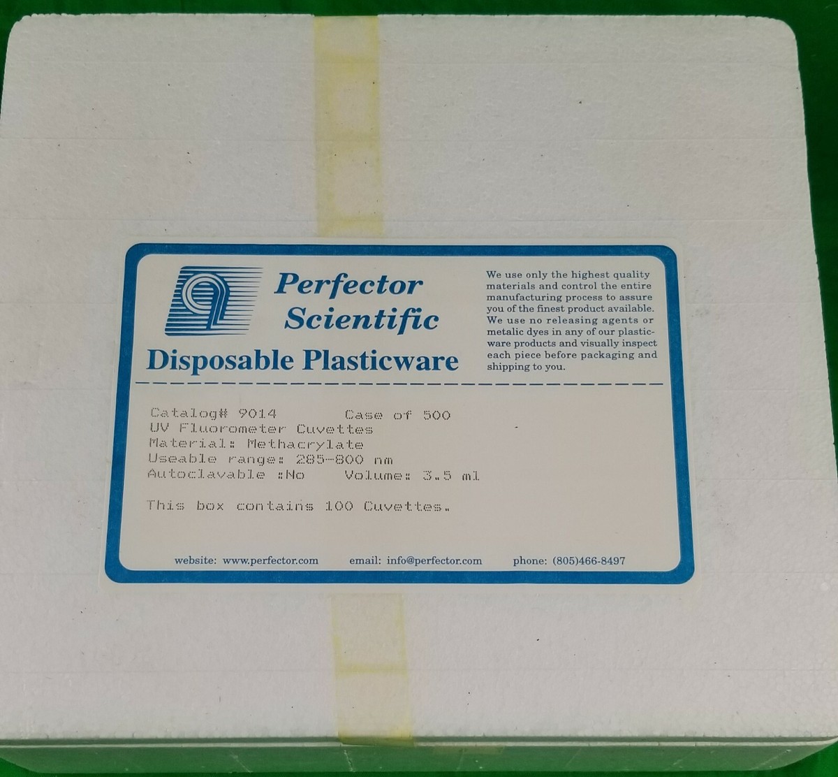 Perfector Scientific Plasticware 3.5ml UV Fluorometer Curvettes 