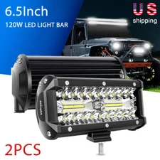 Nilight 120W 2PCS 6.5Inch LED Work Light Bar OffRoad Fog Driving Lamp Triple Row