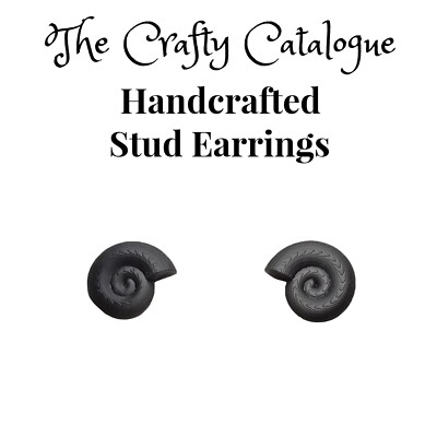Simple Black Snail Shell Stud Pair Unisex/Men's/Woman's Earrings (3 Variations)