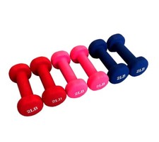 One Pair 2 LB Neoprene Coated Dumbbell Weights