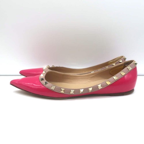 Valentino Rockstud Pointed Toe Ballet Flats Fuchsia Patent Leather Size 39 - Picture 7 of 15