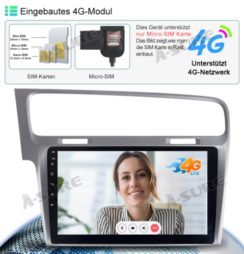 8-Core 4+64GB Android 14 Autoradio Carplay WiFi GPS Navi Für VW Golf 7 MK7 VII - Bild 7 von 13