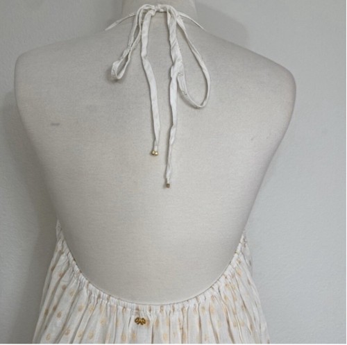 NWT New Anthropologie PQ Swim White Gold Metallic Haven Amelie Tiered Dress M/L - Picture 8 of 14