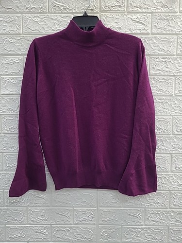 New Saks Fifth Avenue Cashmere Long Flare Sleeve Sweater Wine Size Small - Foto 1 di 4