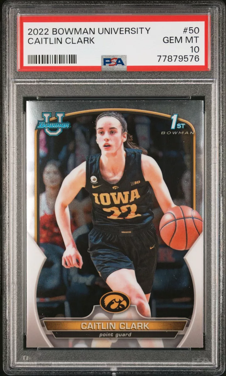 2022-23 Bowman University Caitlin Clark 1st Chrome #50 PSA 10 Gem ...