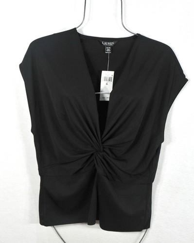 Lauren Ralph Lauren Women's Blouse XL Elegant V-Neck Black Top Shirt NWT - Picture 5 of 8