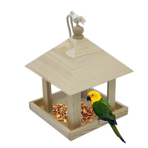 1x Wooden Bird Feeder Outdoor Hanging Wild Bird Feeder Station Garden Decor - Picture 5 of 12