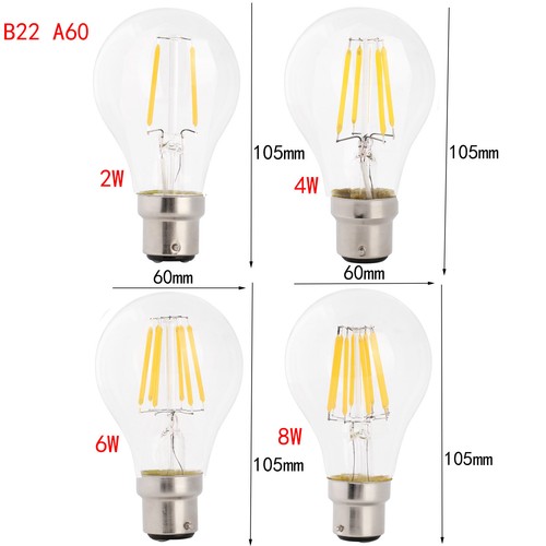 B22 E27 E14 Dimmable 2/4/6/8W LED Bulb Light Edison Retro Vintage Filament Lamps - Picture 18 of 19
