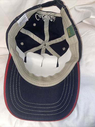 Cabela Navy-Blue White Stitch Cap World Foremost Outfitter Patch Hat Strap Back - Picture 5 of 7