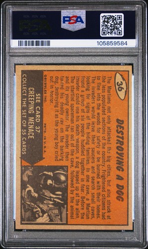 1962 TOPPS MARS ATTACKS 36 DESTROYING A DOG PSA 5 105859584 - Picture 2 of 2