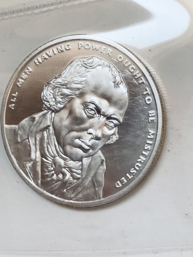 2017 Silver Shield JAMES MADISON 1oz Silver Medallion BU w/ COA - Picture 3 of 5