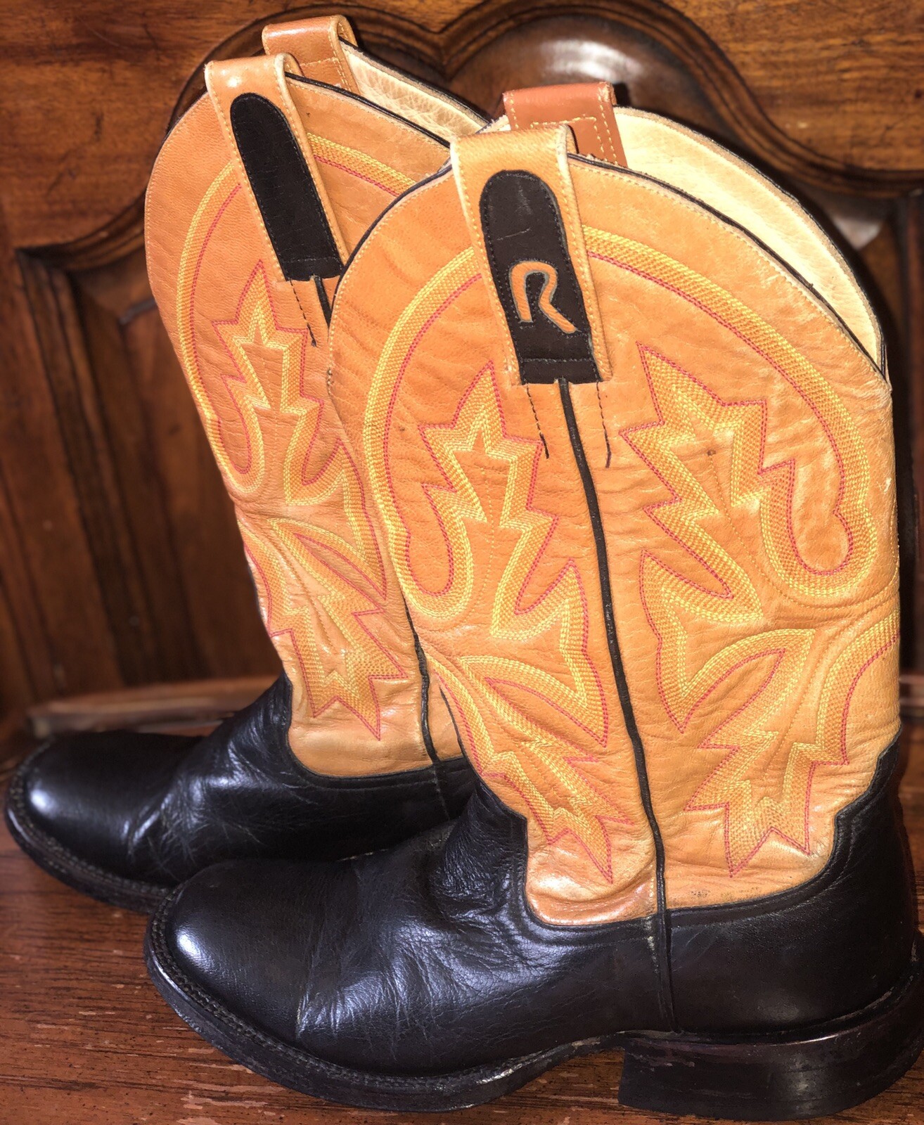 Rod Patrick Bootmakers Black/Rust Leather Cowboy … - image 3