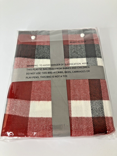 Plaid Throw Blanket 50x60 - Red ~ Country Farmhouse Battilo ~ NEW - Picture 4 of 5
